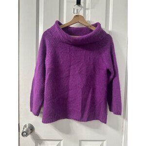 VTG Rafaella Sweater Women's Angora Rabbit Hair Lambs Wool Nylon Purple Size M